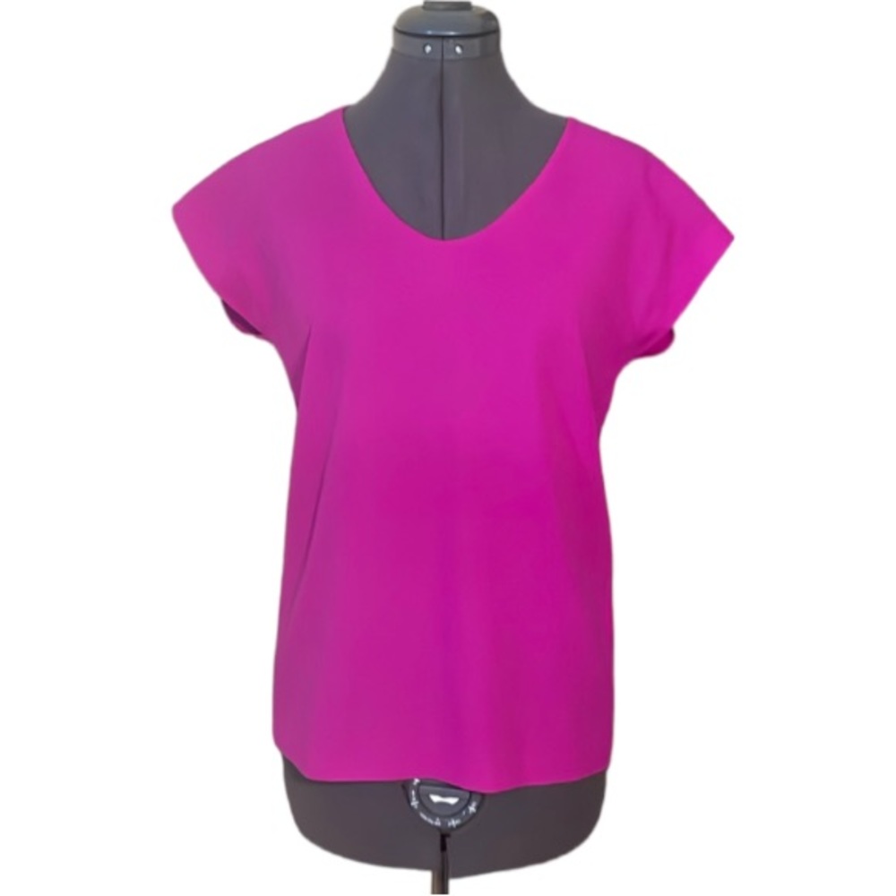 Diane Von Furstenberg Roseberry Pink Acedia Crepe Scoop Neck Top Size P